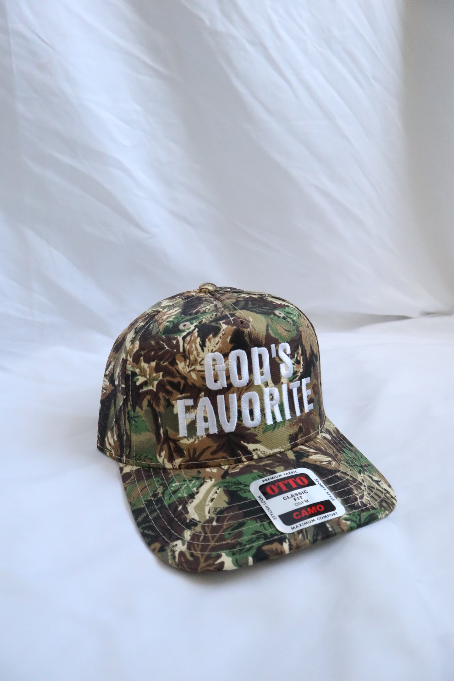 Embroidered 'God’s Favorite' Camo Hat, Unisex, Adult