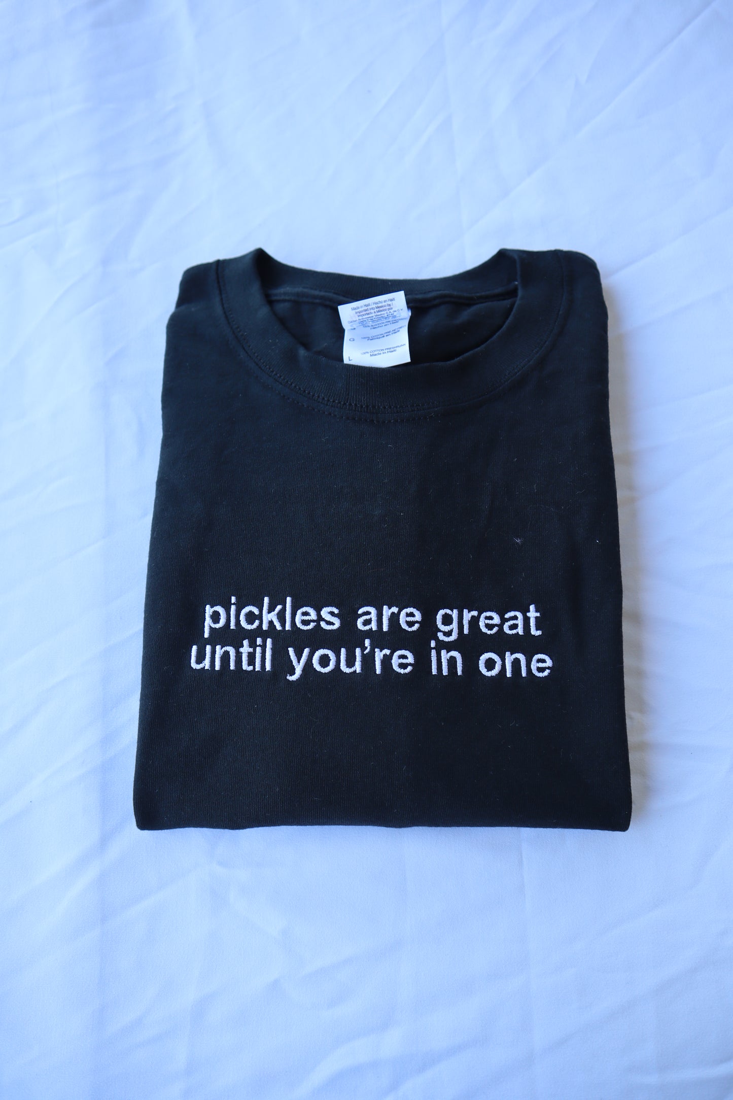 Embroidered 'Pickles Are Great Until You're In One' T-Shirt, Short Sleeve, Classic fit, Unisex, Adult