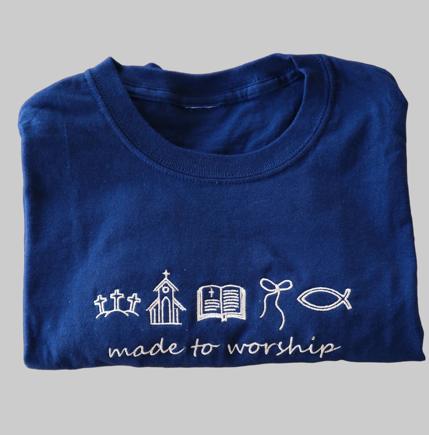 Embroidered Made to Worship, Jesus, Easter, Short Sleeve, Modern Classic Fit, Unisex, Adult T-Shirt