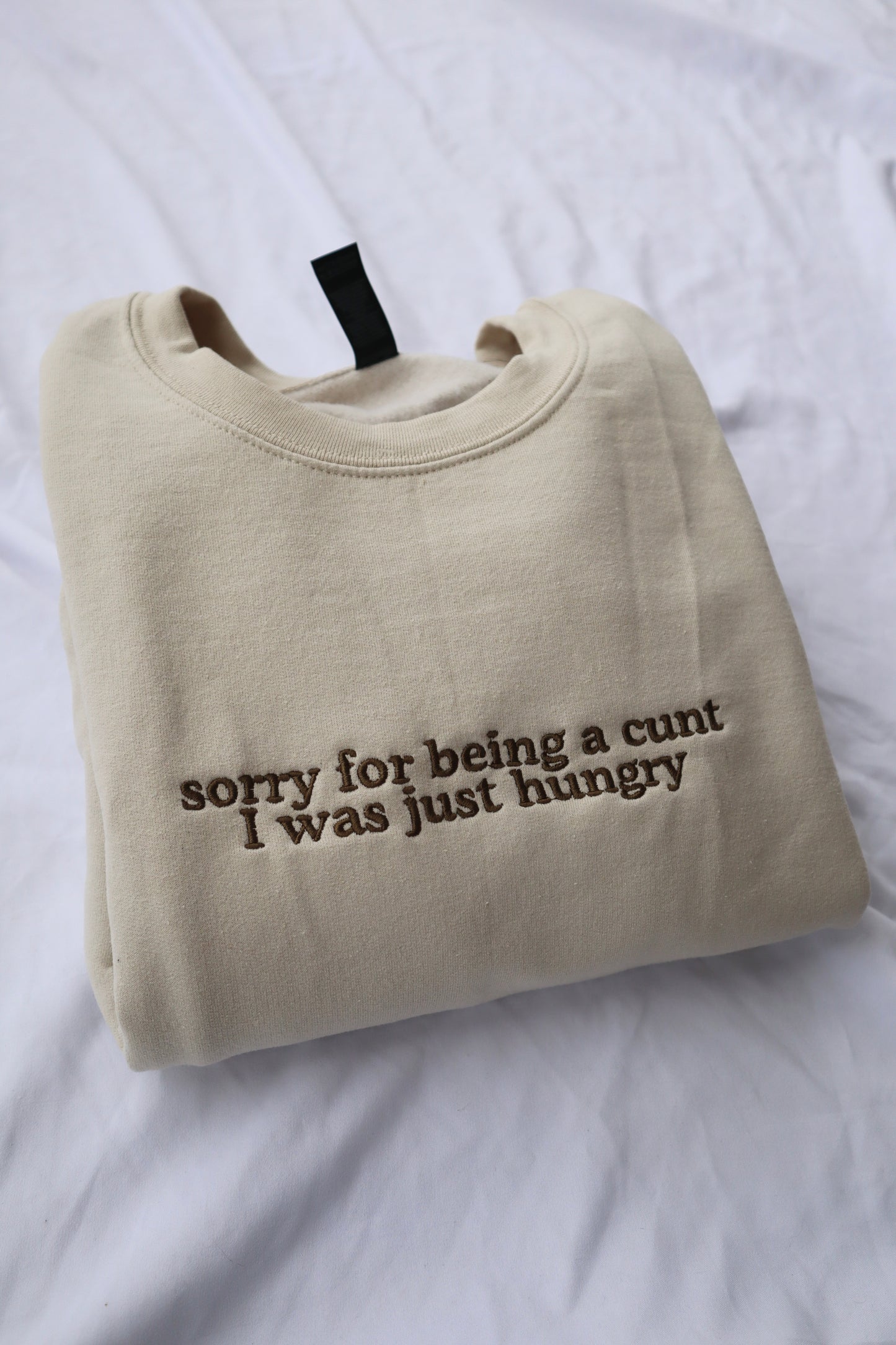 Embroidered Sorry I Was Just Hungry Hoodie or Crew Neck, Long Sleeve, Classic fit, Unisex, Adult