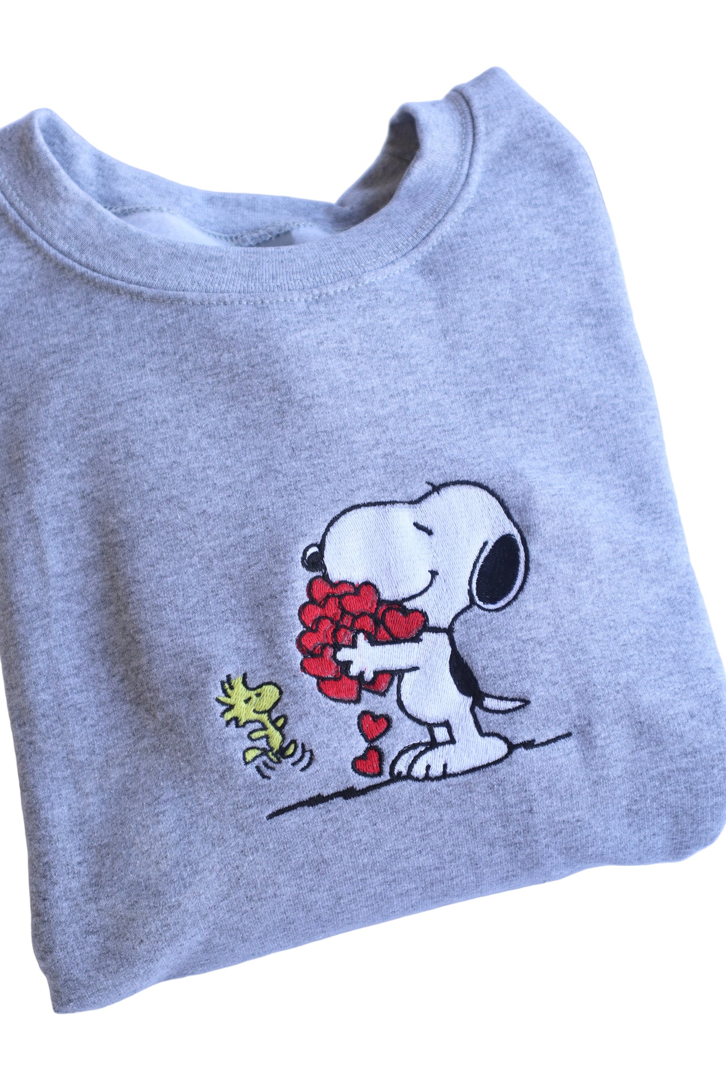 Embroidered Valentine's Day "Dog with Hearts", Hoodie or Crew Neck, Long Sleeve, Classic fit, Unisex, Adult