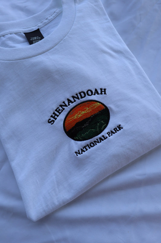 Embroidered "Shenandoah National Park Sunset" Short Sleeve, Modern Classic Fit, Unisex, Adult T-Shirt