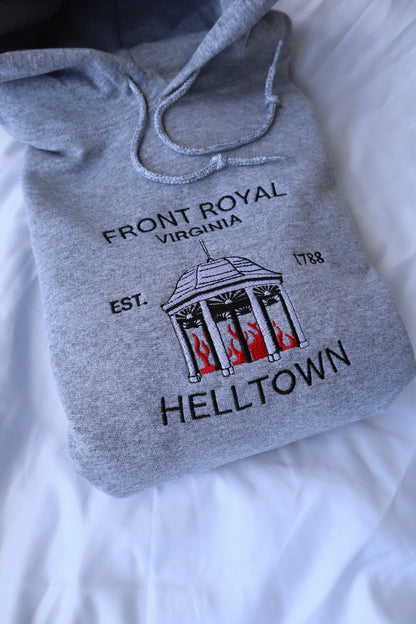 Embroidered Front Royal Helltown Hoodie or Crew Neck, Long Sleeve, Classic fit, Unisex, Adult