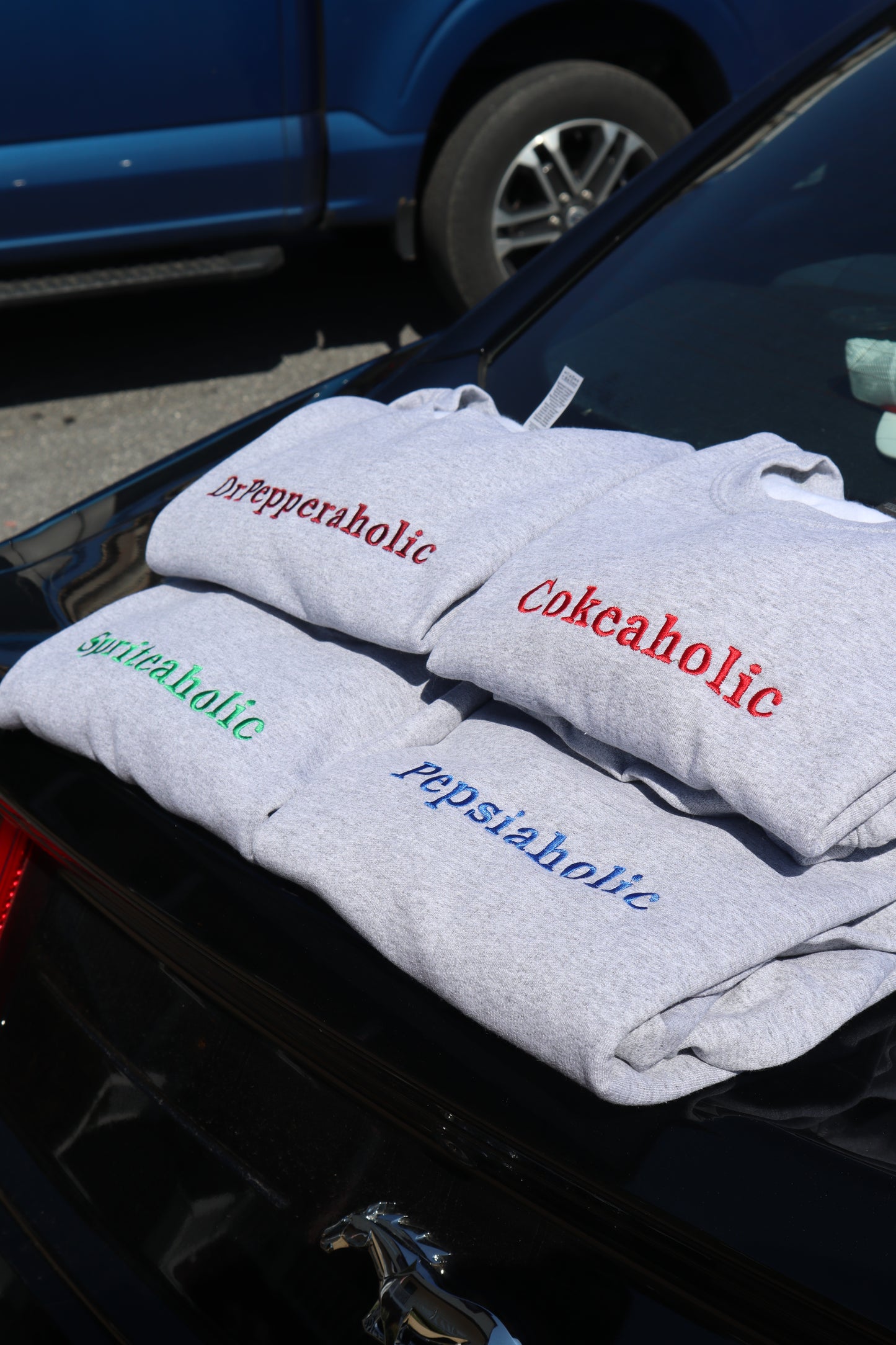 Embroidered 'Sodaholic' Chocie of Soda Hoodie or Crew Neck, Long Sleeve, Classic fit, Unisex, Adult