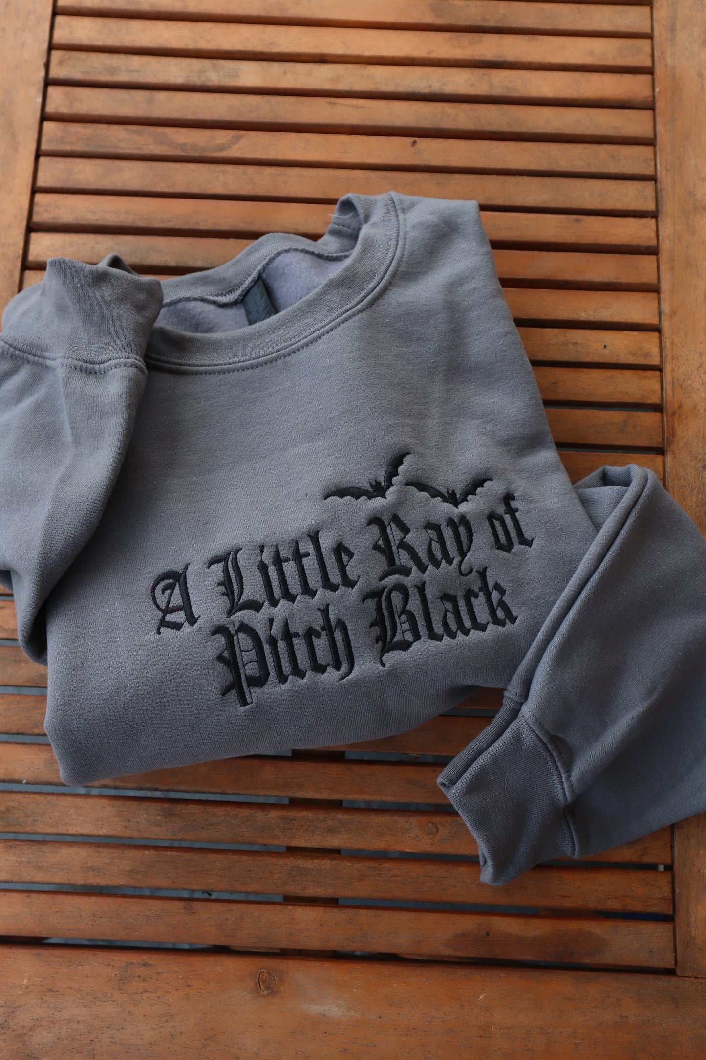Embroidered A Little Ray Of Pitch Black, Halloween, Hoodie or Crew Neck, Long Sleeve, Classic fit, Unisex, Adult