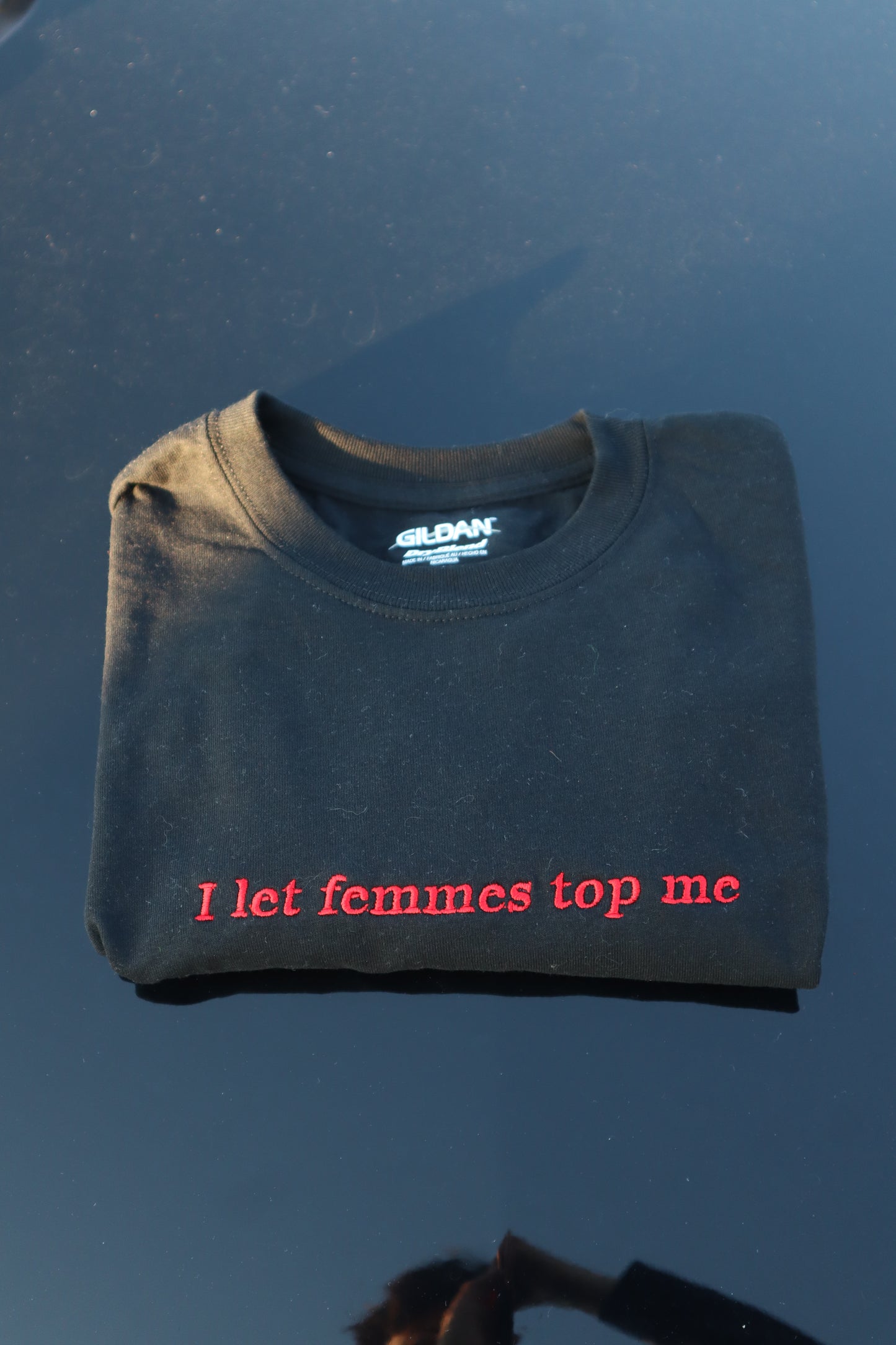 Embroidered I Let Femmes Top Me, Short Sleeve, Modern Classic Fit, Unisex, Adult T-Shirt