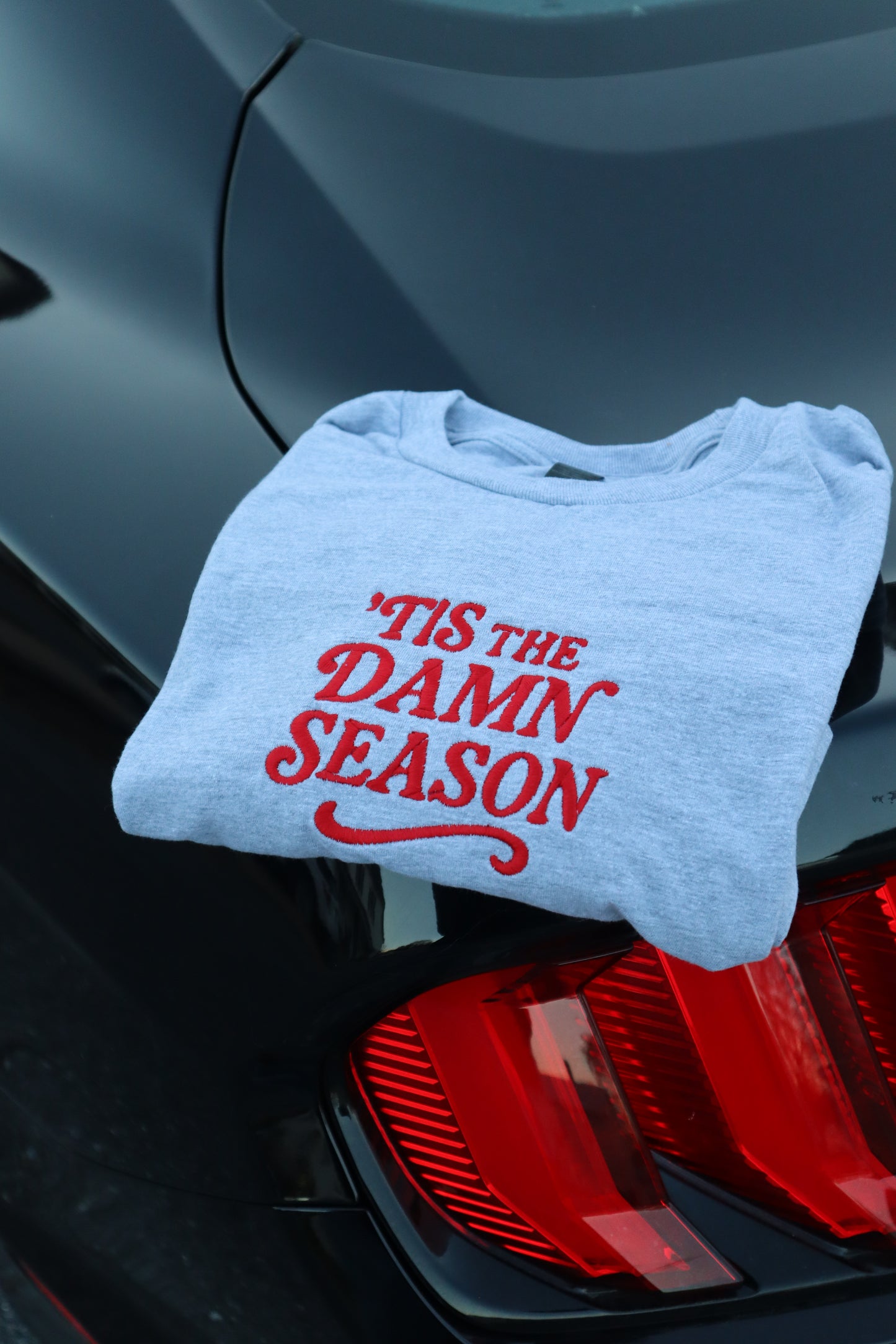 Embroidered “Tis' The Damn Season” Holidays Christmas Hoodies or Crewnecks Unisex · Classic Fit · Long Sleeve · Adult