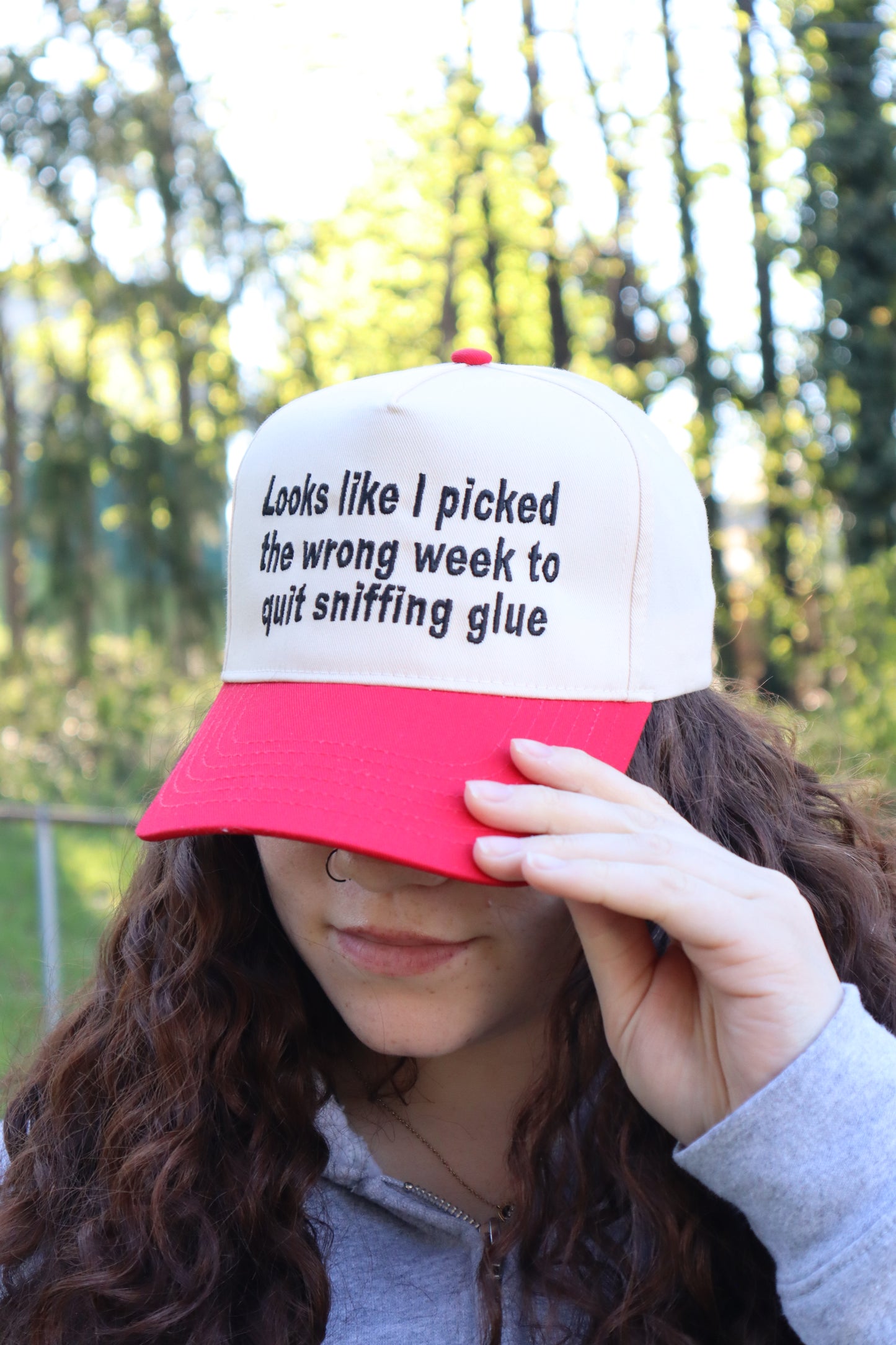 Embroidered Looks like I picked the wrong week to quit sniffing glue Hat, Unisex, Adult