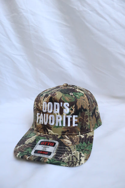 Embroidered 'God’s Favorite' Camo Hat, Unisex, Adult