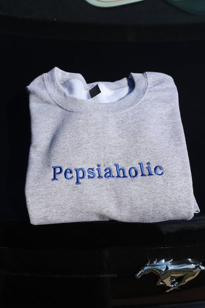 Embroidered 'Sodaholic' Chocie of Soda Hoodie or Crew Neck, Long Sleeve, Classic fit, Unisex, Adult