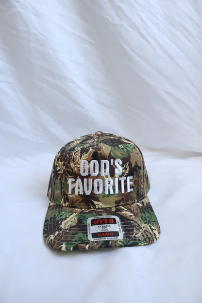 Embroidered 'God’s Favorite' Camo Hat, Unisex, Adult