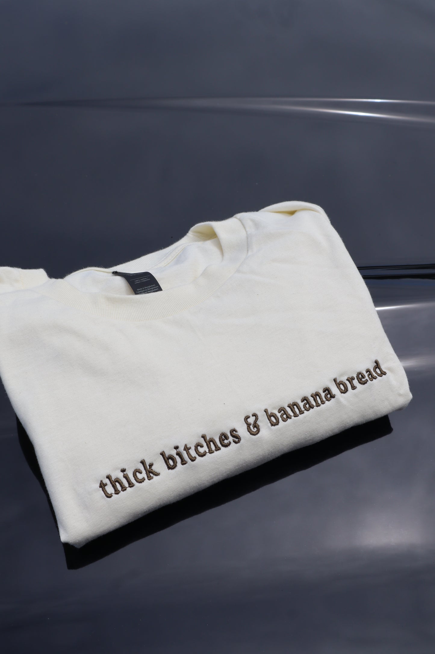 Embroidered 'thick girls and banana bread' T-Shirt, Short Sleeve, Modern Classic fit, Unisex, Adult