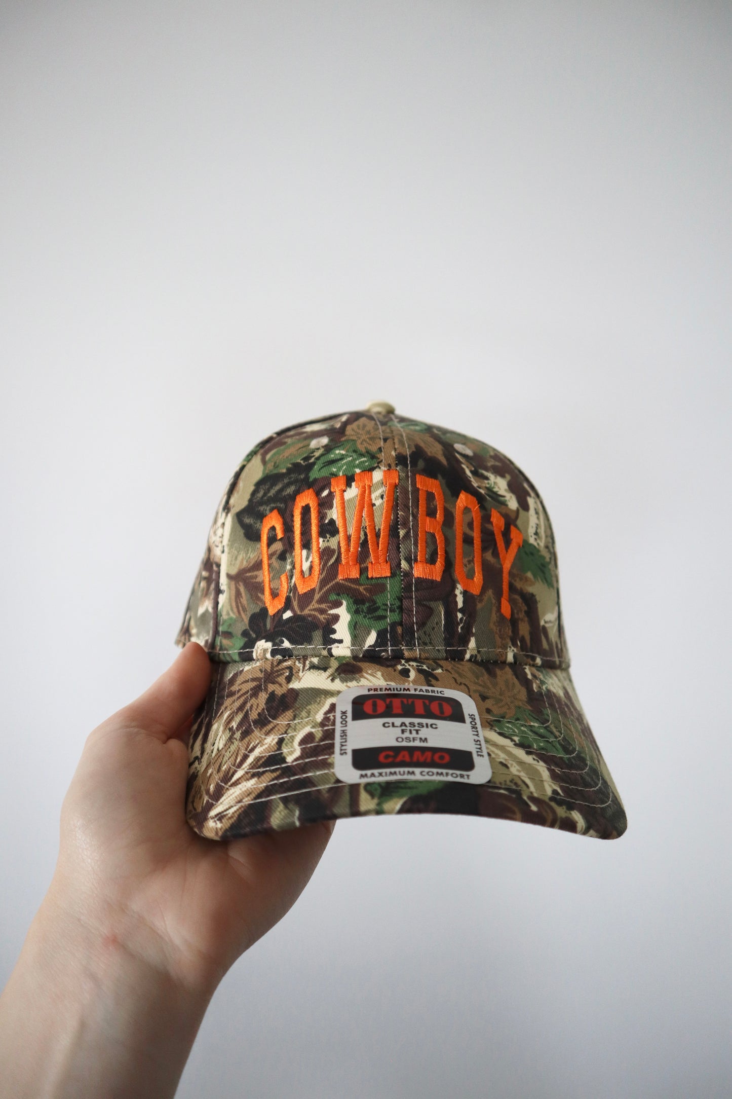 Embroidered 'Cowboy' Camo Hat, Unisex, Adult