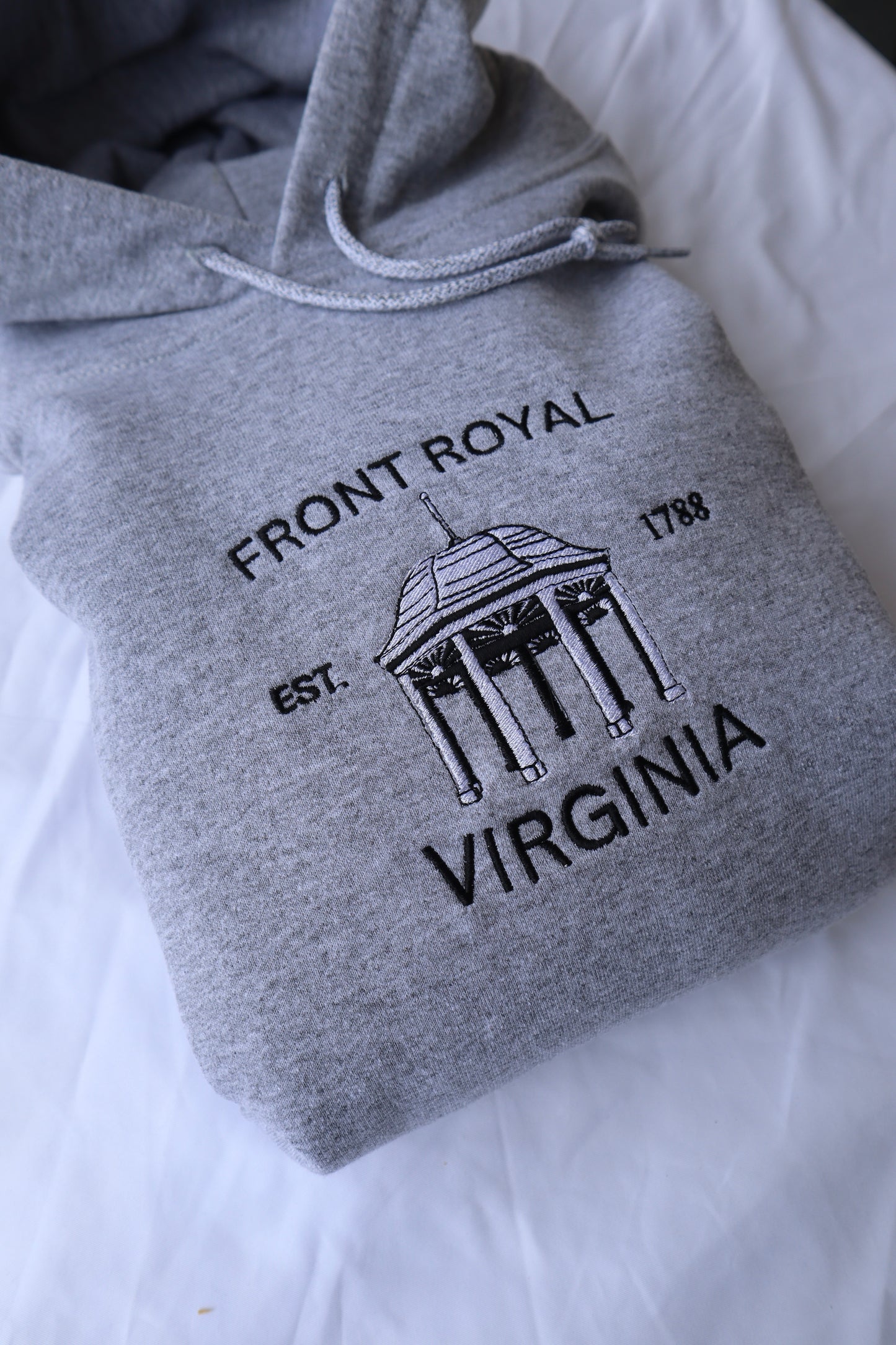 Embroidered "Front Royal Main Street Gazebo" Hoodie or Crew Neck, Long Sleeve, Classic fit, Unisex, Adult