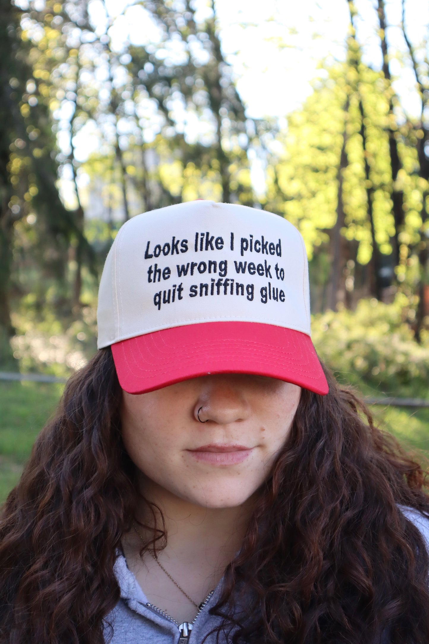 Embroidered Looks like I picked the wrong week to quit sniffing glue Hat, Unisex, Adult