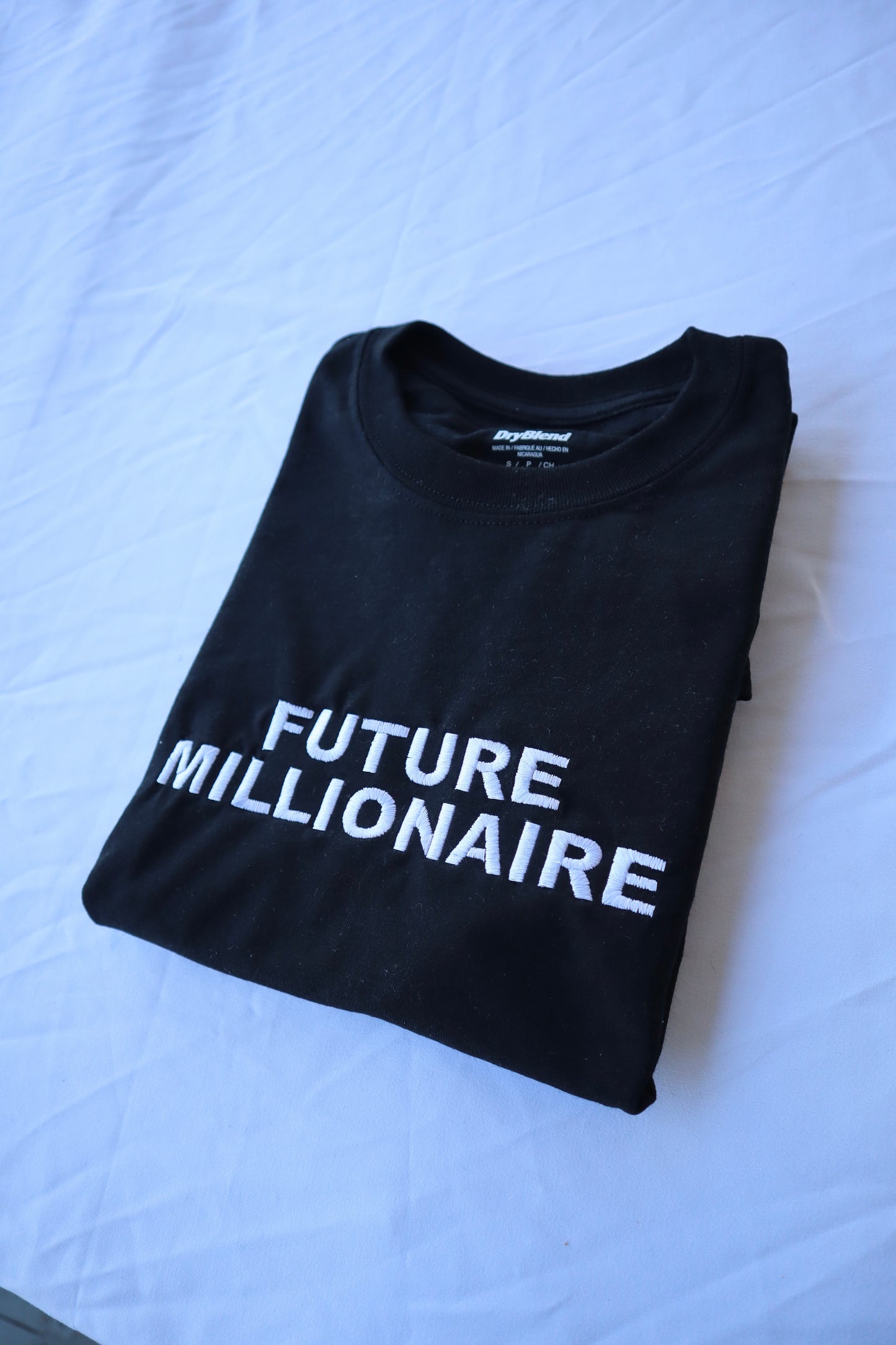 Embroidered 'Future Millionaire' Hoodie or Crew Neck, Long Sleeve, Classic fit, Unisex, Adult