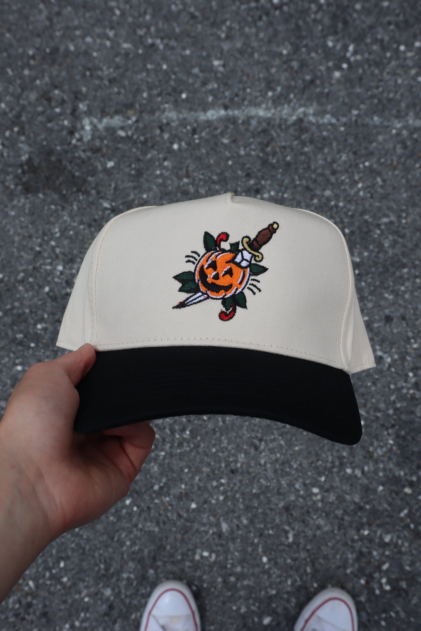 Embroidered American Traditional Pumpkin Unisex, Halloween, 5-Panel, One Size Fits Most, Snapback Cap