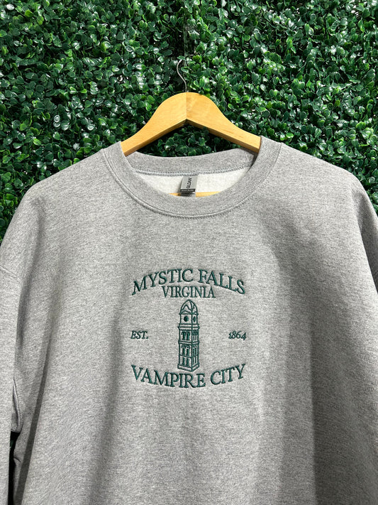 Embroidered 'Vampire City'  Hoodie, Crew Neck Long Sleeve or T-Shirt Short Sleeve, Classic fit, Unisex, Adult
