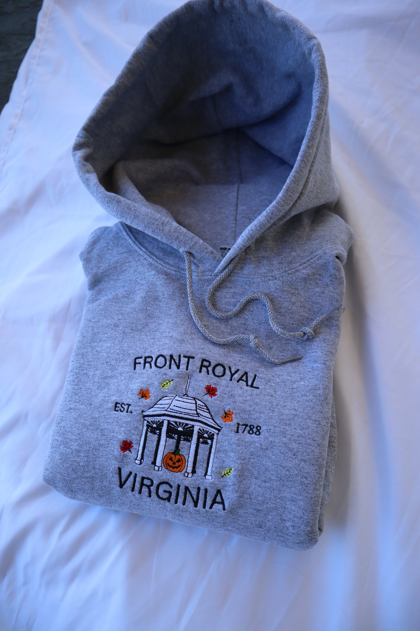 Embroidered "Front Royal Pumpkin" Hoodie or Crew Neck, Long Sleeve, Classic fit, Unisex, Adult