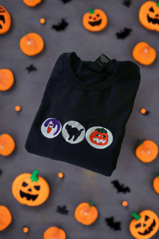 Embroidered 'Halloween Sugar Cookies' Hoodie or Crew Neck, Long Sleeve, Classic fit, Unisex, Adult