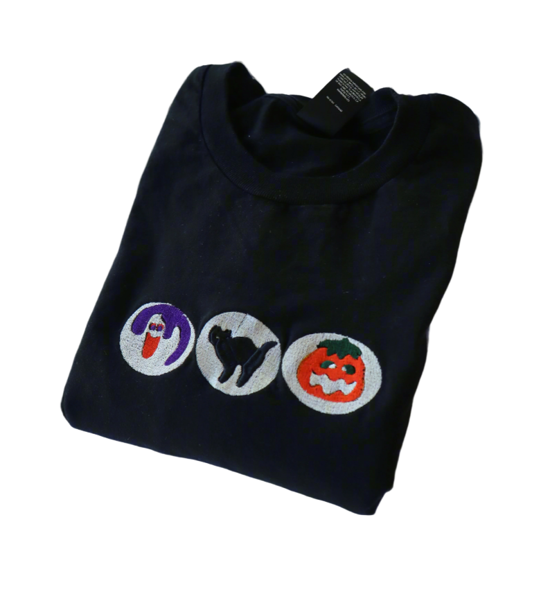Embroidered 'Halloween Sugar Cookies' Hoodie or Crew Neck, Long Sleeve, Classic fit, Unisex, Adult