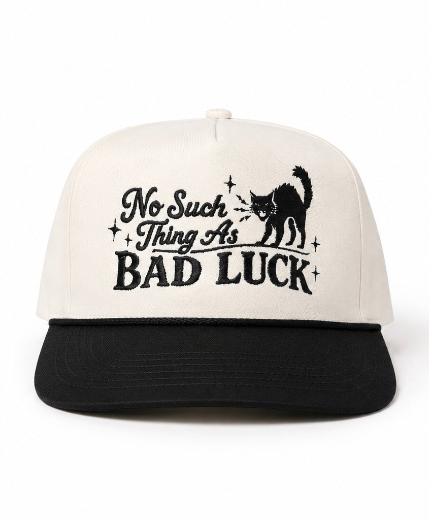 Embroidered No Such Thing As Bad Luck, Black Cat Unisex, Halloween, 5-Panel, One Size Fits Most, Snapback Cap