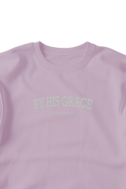 Embroidered 'By His Grace' Hoodie, Crew Neck Long Sleeve, Classic fit, Unisex, Adult