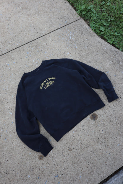 Embroidered 'Support Your Local Dive Bar' Hoodie or Crew Neck, Long Sleeve, Classic fit, Unisex, Adult