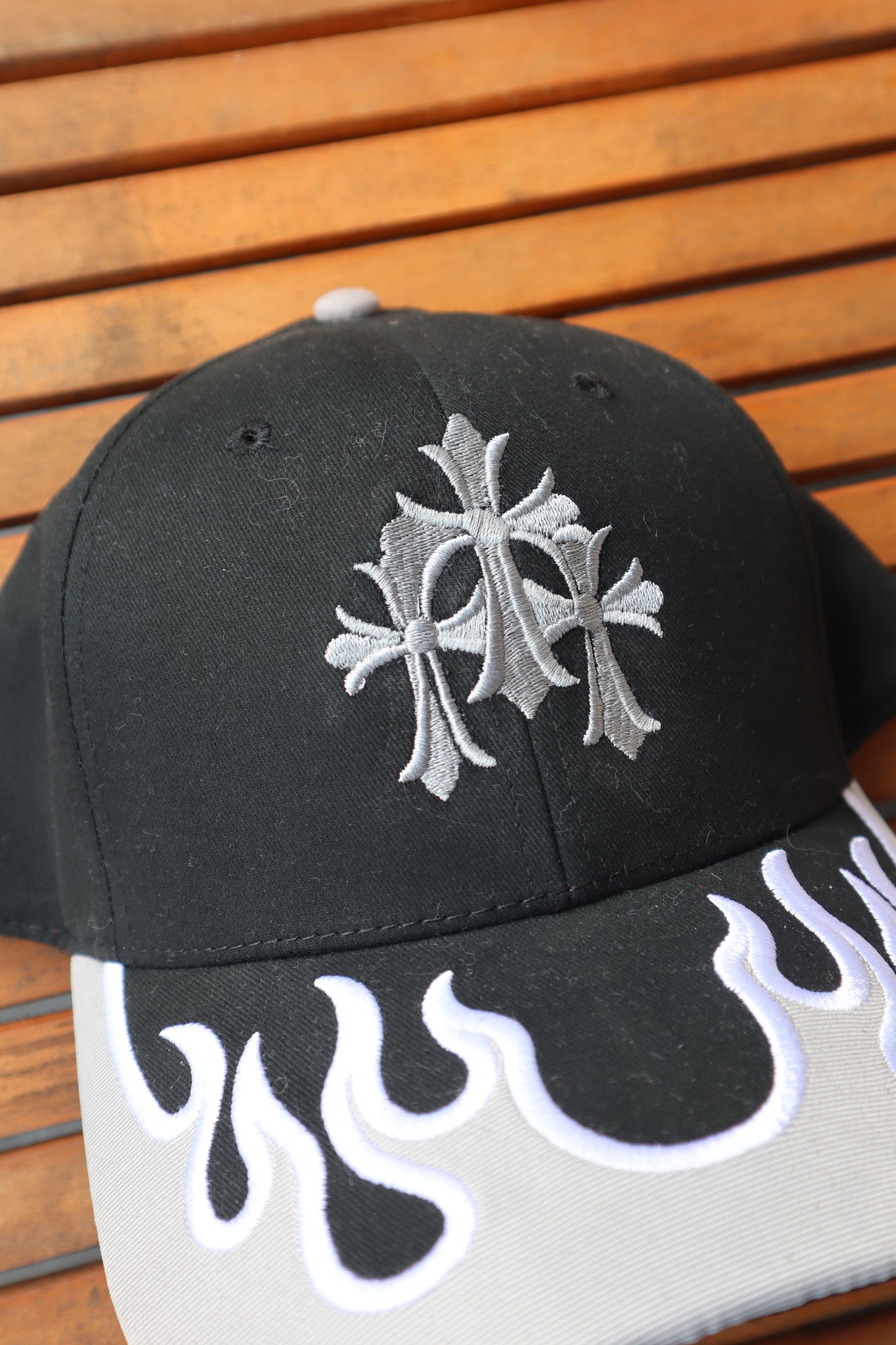 Grunge Cross Flame 6 Panel Low Profile Baseball Cap, Unisex, Adult