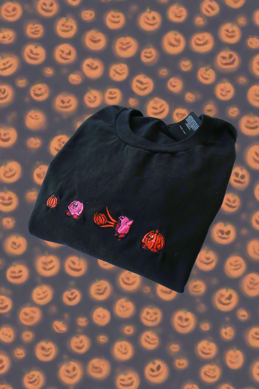 Embroidered 'Pumpkin' Hoodie or Crew Neck, Long Sleeve, Classic fit, Unisex, Adult
