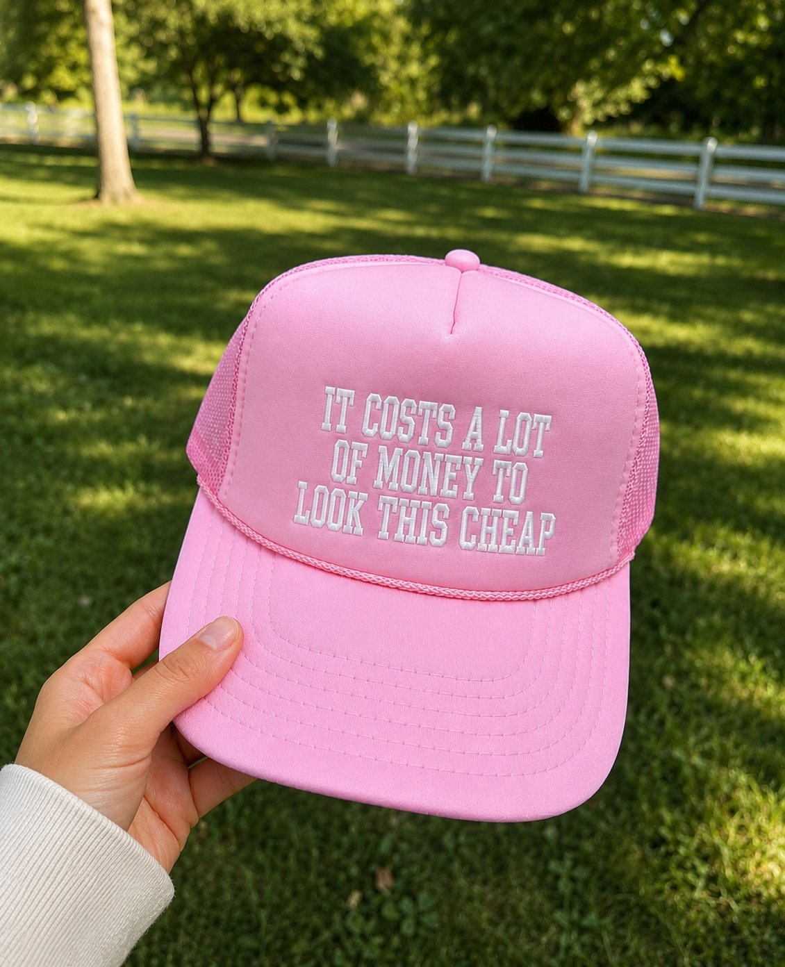 Embroidered It Costs a Lot of Money Adult Trucker Hat