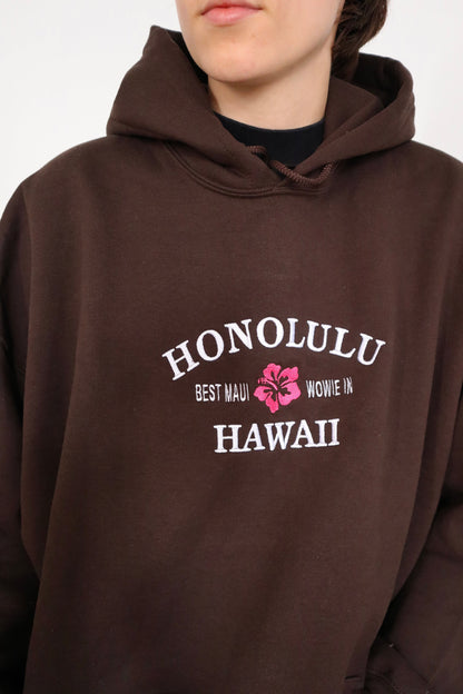 Embroidered Honolulu, Best Maui Wowwwi in Hawaii Hoodie or Crew Neck, Long Sleeve, Classic fit, Unisex, Adult
