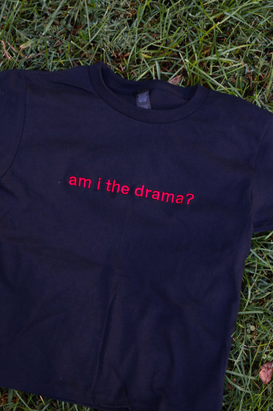 Embroidered am i the drama? Baby Tee, Long Crop Tops
