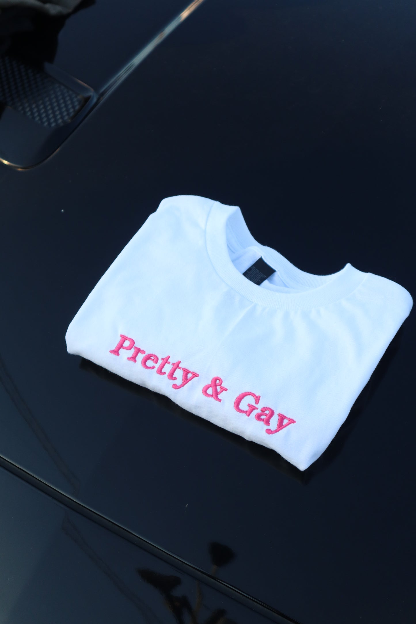 Embroidered Pretty and Ga, Short Sleeve, Petite fit, Unisex, Long Crop Top