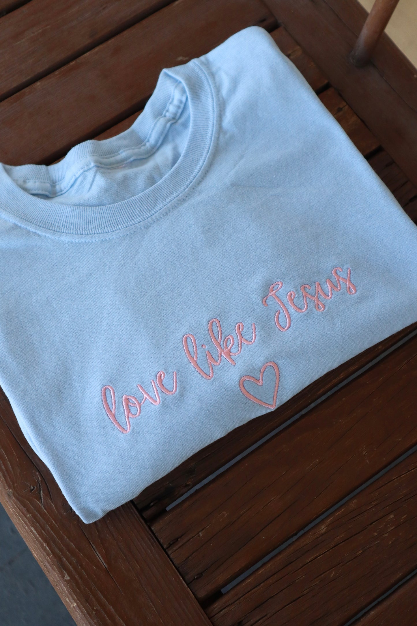 Embroidered love like Jesus, Easter, Short Sleeve, Modern Classic Fit, Unisex, Adult T-Shirt
