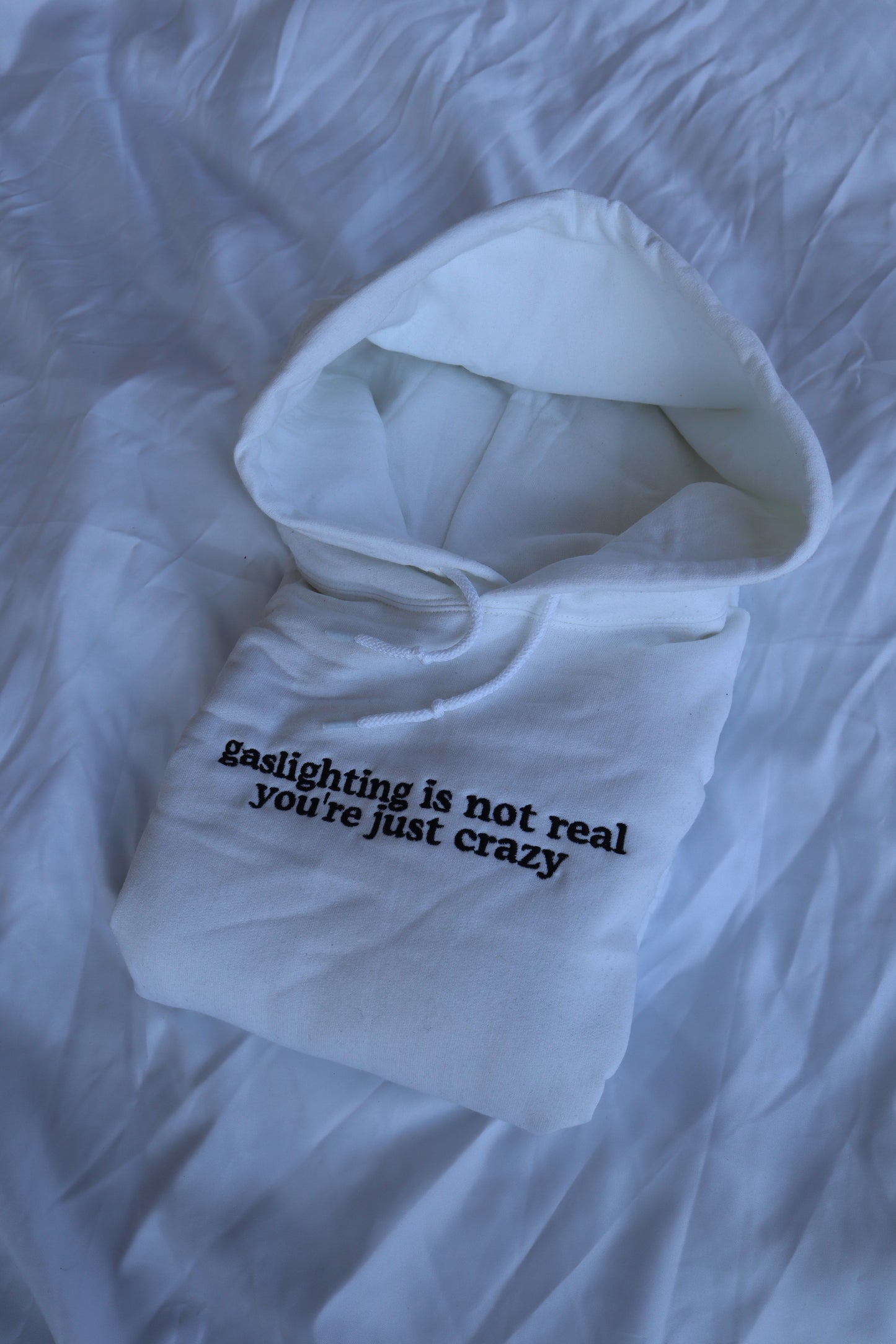 Embroidered 'Gaslighting is Not Real You're Just Crazy' Hoodie or Crew Neck Long Sleeve, Classic fit, Unisex, Adult