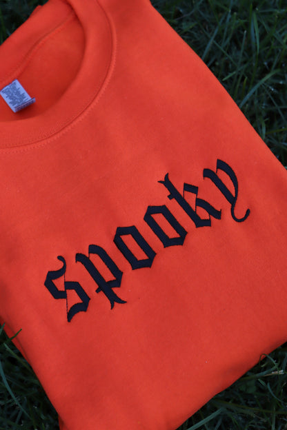 Embroidered 'Spooky or Feeling Spooky' Hoodie or Crew Neck, Long Sleeve, Classic fit, Unisex, Adult