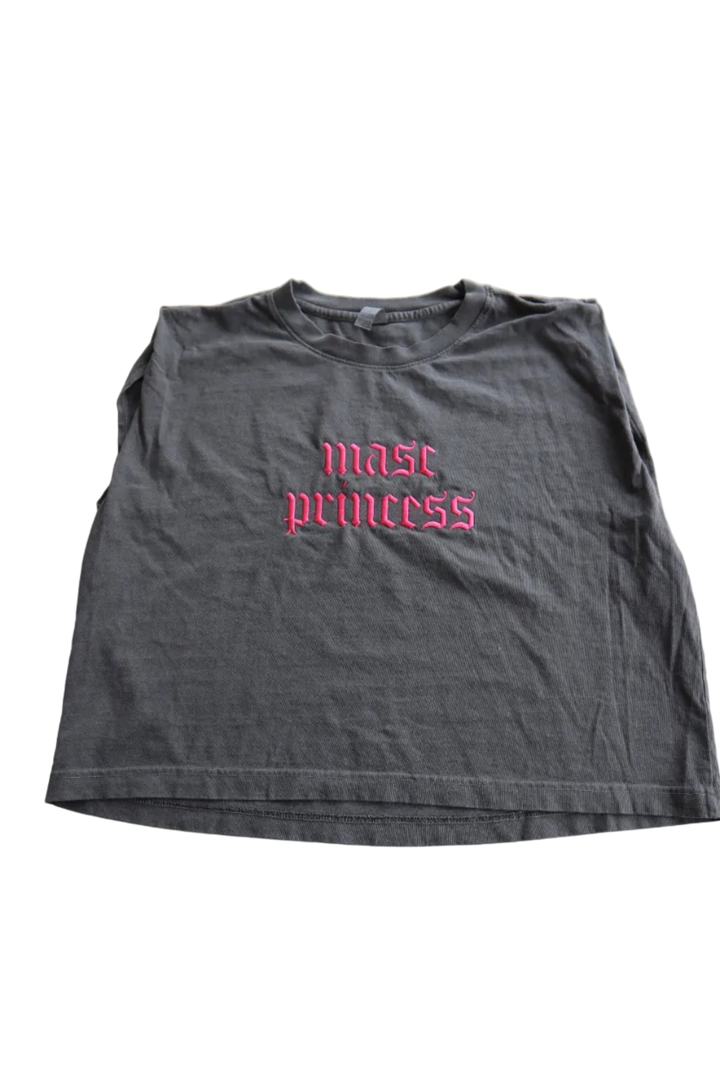 Embroidered Masc Princess Cropped Muscle Tee, Tank Top, Crop Fit, Unisex, Adult (Copy)