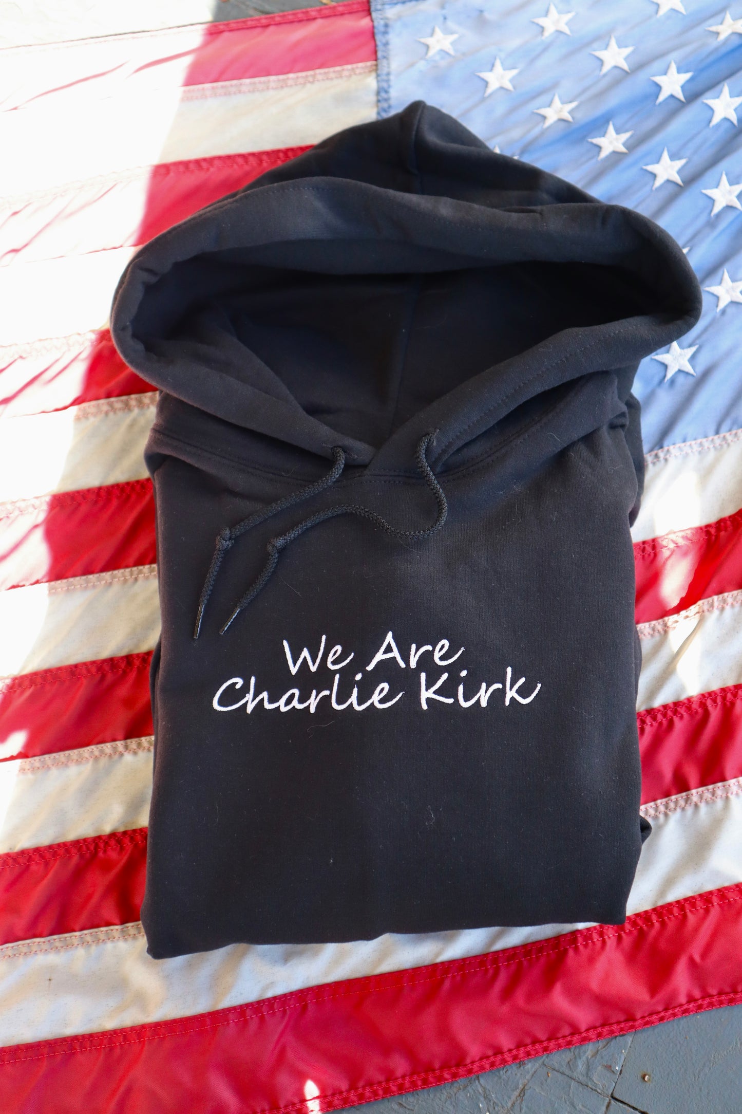 Embroidered We Are Charlie' Hoodie or Crew Neck, Long Sleeve, Classic fit, Unisex, Adult