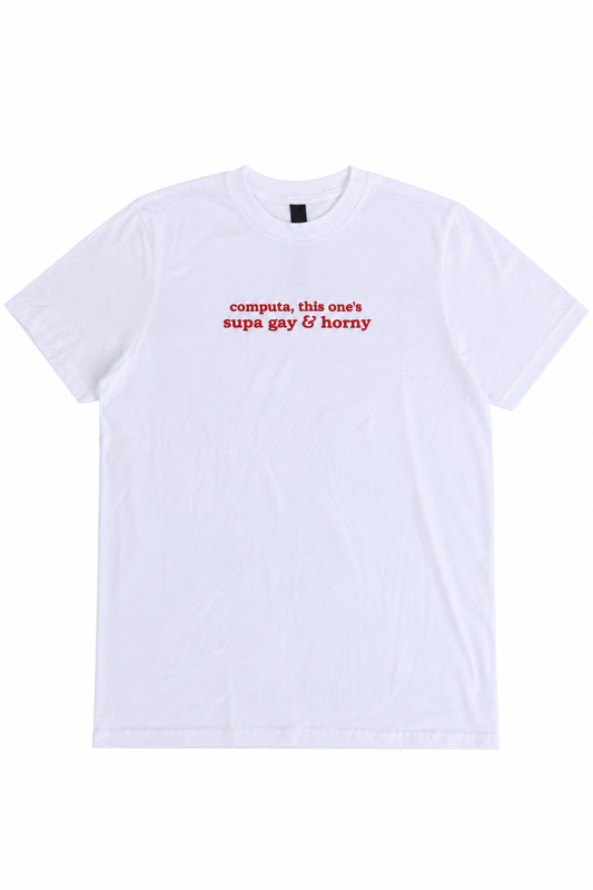 Embroidered Computa, This One Is Super Ga and Horn, Short Sleeve, Modern Classic Fit, Unisex, Adult T-Shirt