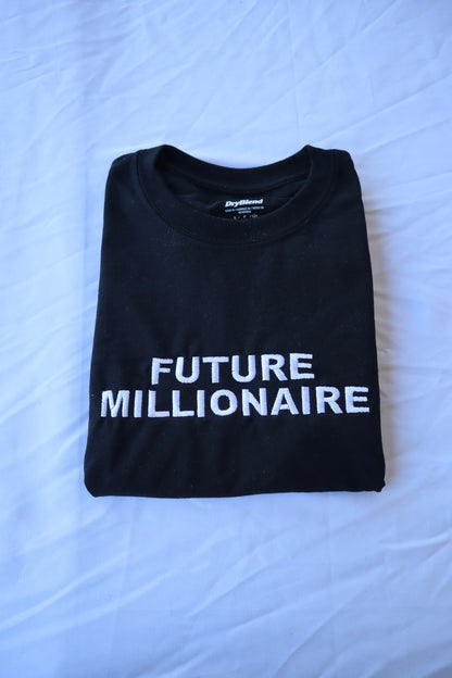 Embroidered 'Future Millionaire' Hoodie or Crew Neck, Long Sleeve, Classic fit, Unisex, Adult