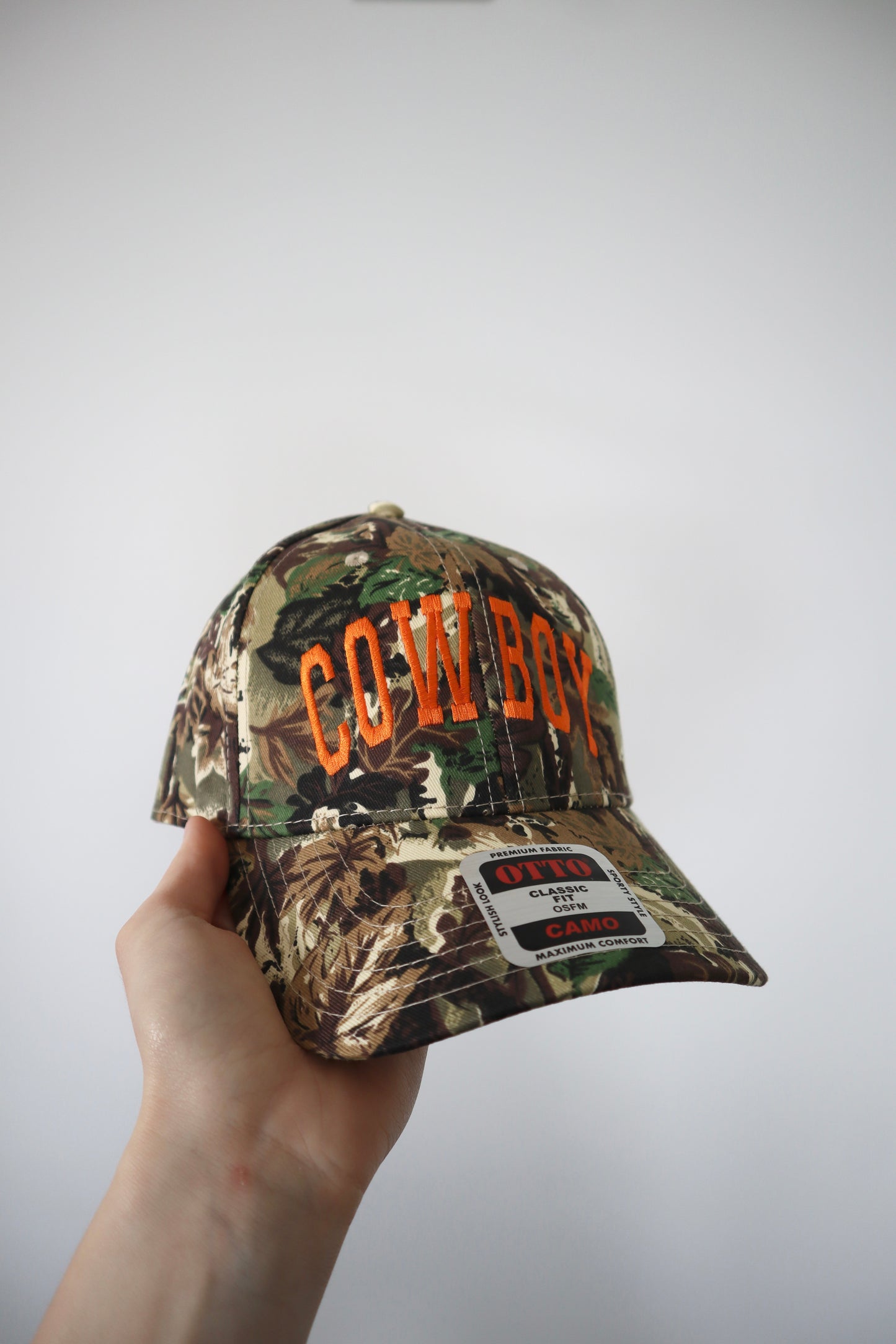 Embroidered 'Cowboy' Camo Hat, Unisex, Adult