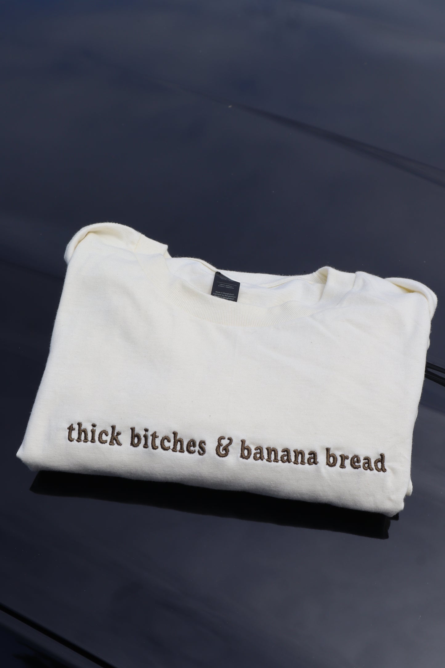 Embroidered 'thick girls and banana bread' T-Shirt, Short Sleeve, Modern Classic fit, Unisex, Adult