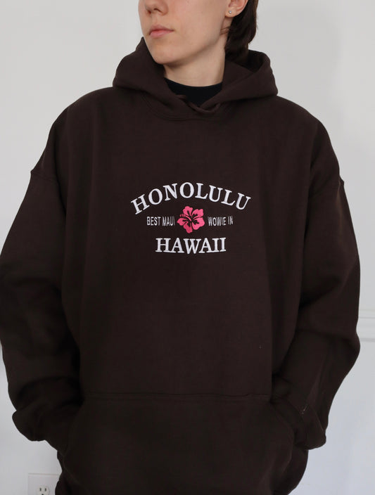 Embroidered Honolulu, Best Maui Wowwwi in Hawaii Hoodie or Crew Neck, Long Sleeve, Classic fit, Unisex, Adult