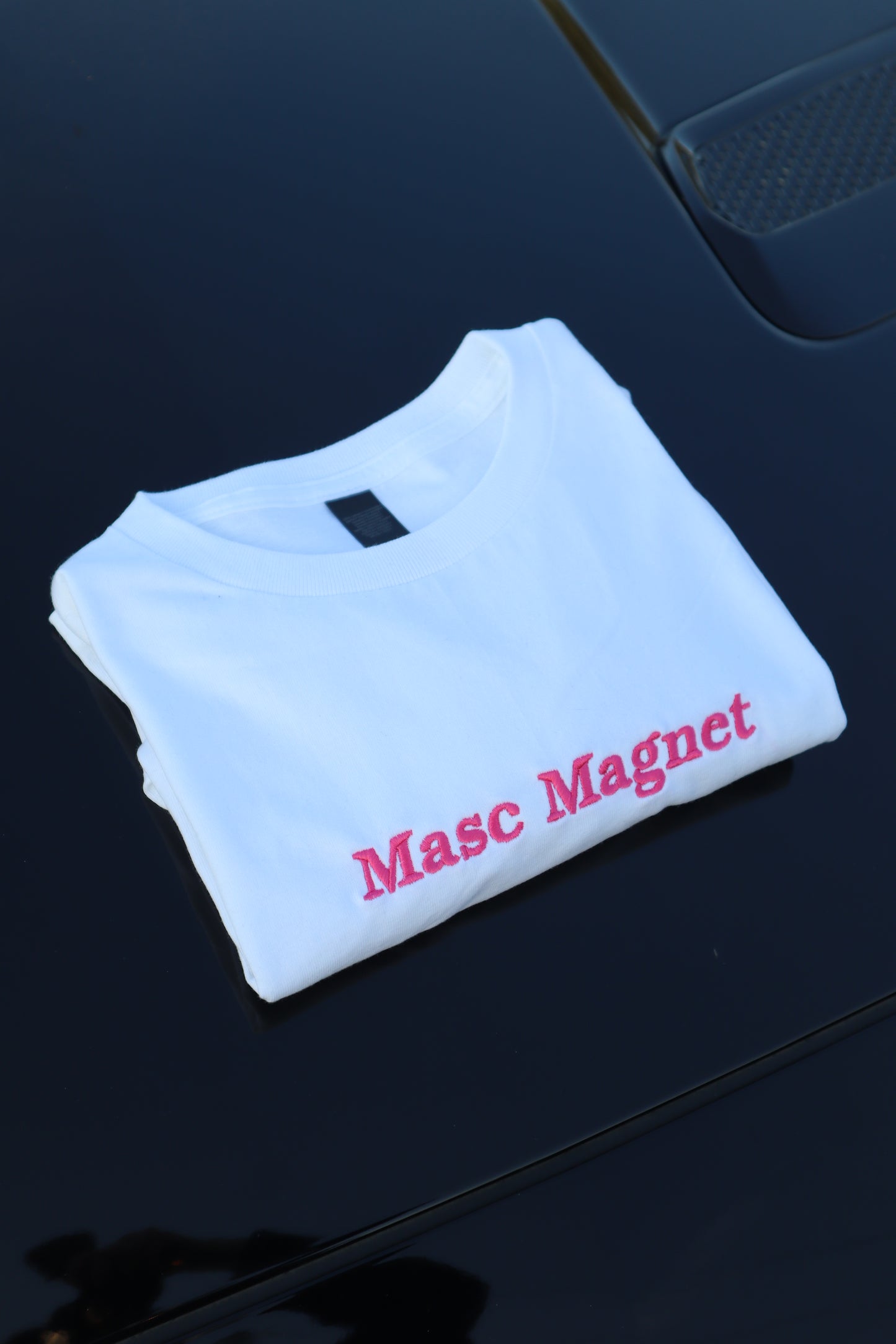 Embroidered Masc Magnet, Short Sleeve, Petite fit, Unisex, Long Crop Top