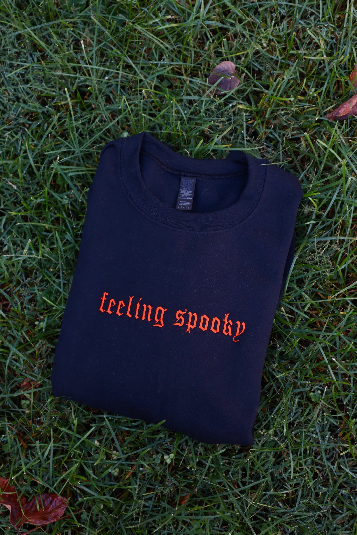 Embroidered 'Spooky or Feeling Spooky' Hoodie or Crew Neck, Long Sleeve, Classic fit, Unisex, Adult