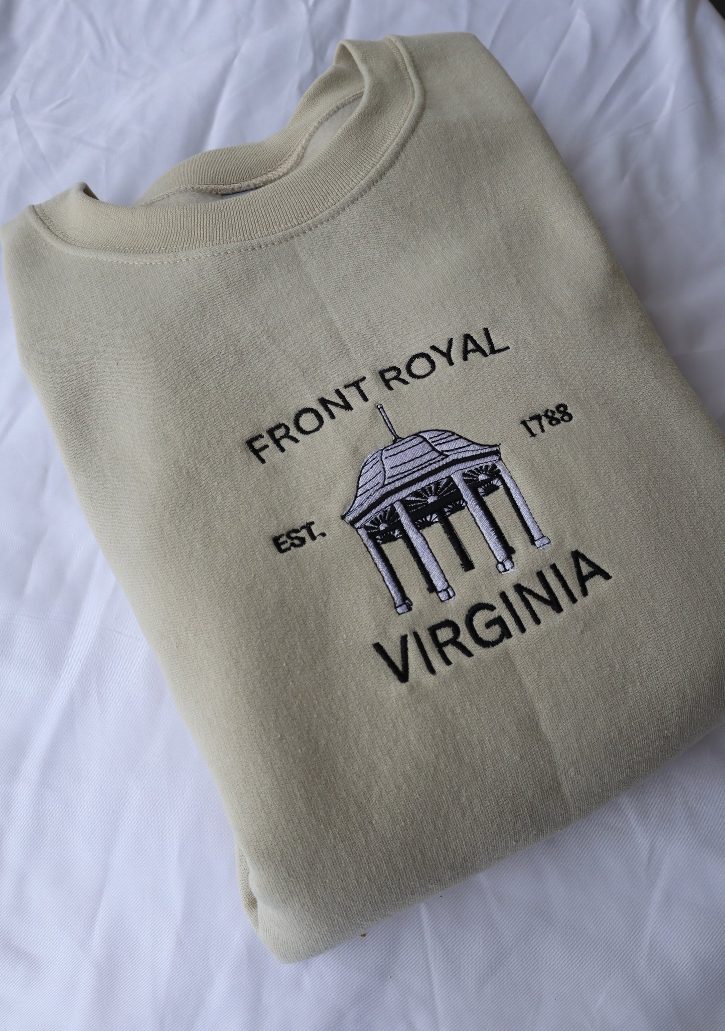 Embroidered "Front Royal Main Street Gazebo" Hoodie or Crew Neck, Long Sleeve, Classic fit, Unisex, Adult