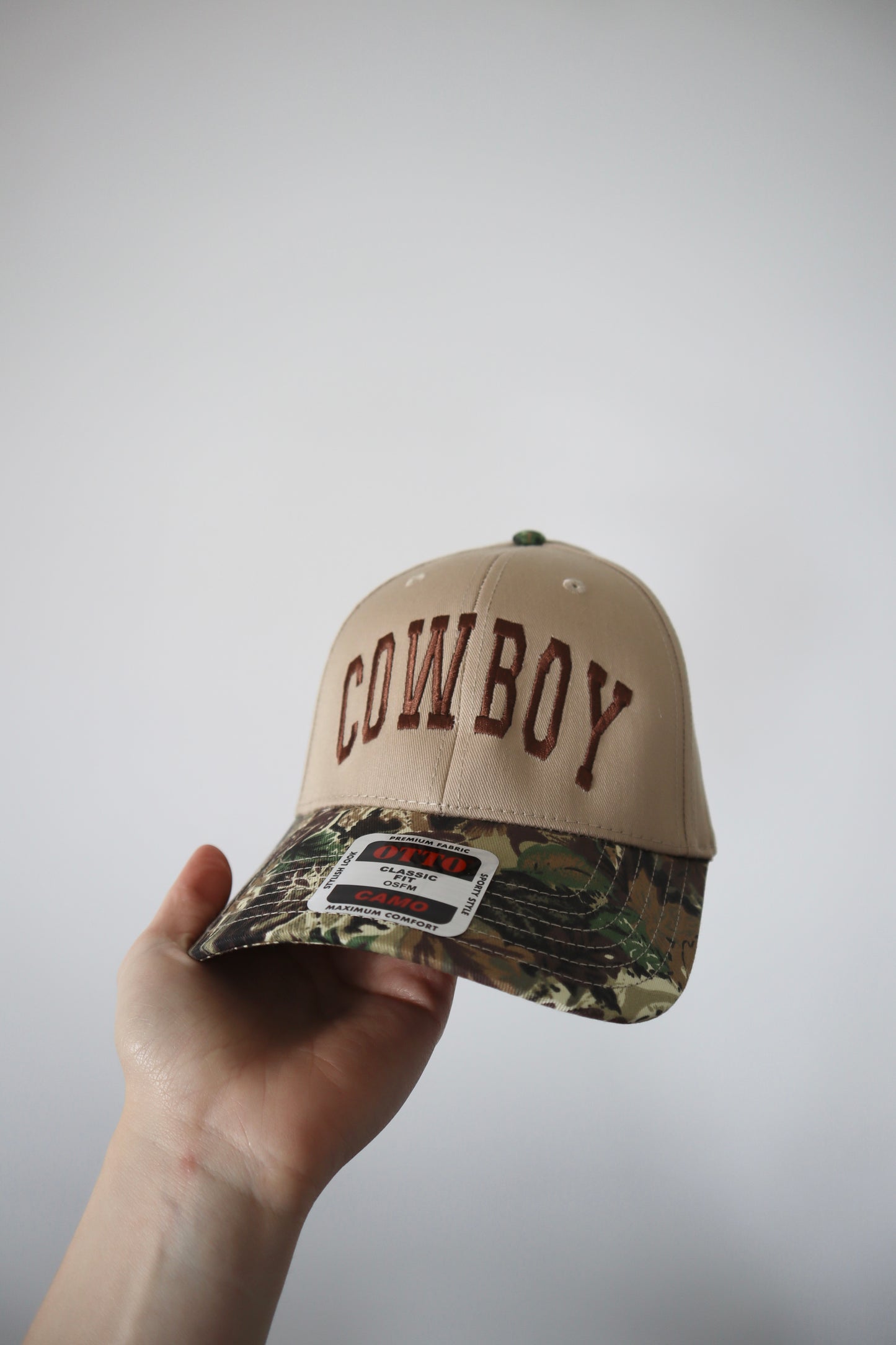 Embroidered 'Cowboy' Camo Hat, Unisex, Adult