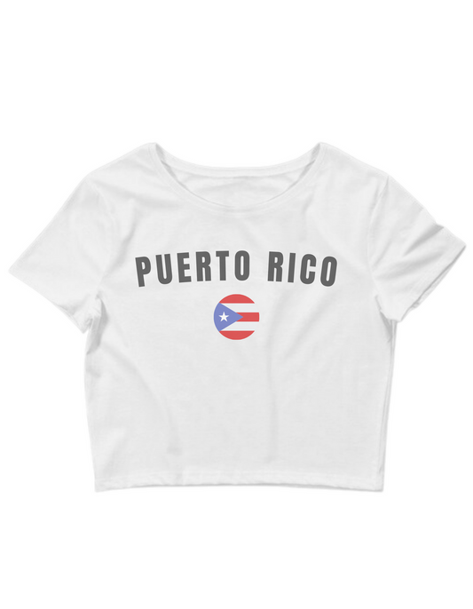 Printed 'Puerto Rico' Cropped, Short Sleeve, Adult Female, Baby Tee