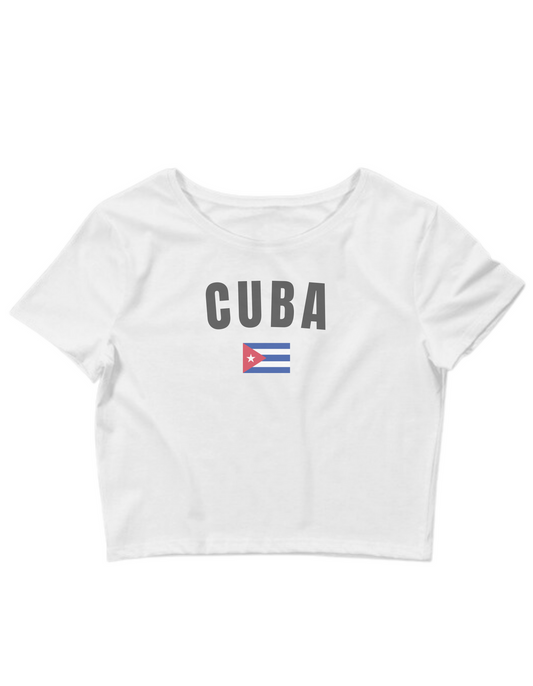 Printed 'Cuba' Cropped, Short Sleeve, Adult Female, Baby Tee